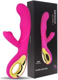 Thrusting Rabbit Vibrator Massager Dildo- G Spot with Independent Clitoral Stimulator, 10 Patterns