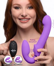 10X Remote Control Ergo Fit G Pulse Inflatable and Vibrating Strapless Strap - Purple